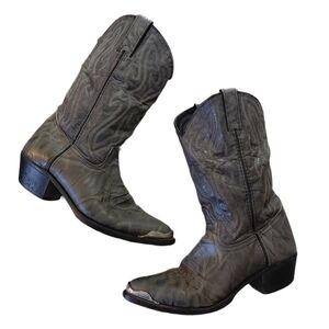 TEXAS Cowboy Boots Men's Gray Leather Western Boots Size 10 M